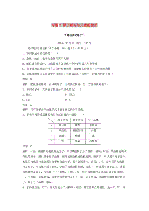 2018-2019版高中化学 专题2 原子结构与元素的性质专题检测试卷 苏教版选修3.docx