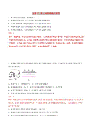 2019年高考生物熱點題型和提分秘籍 專題27 通過神經(jīng)系統(tǒng)的調(diào)節(jié)題型專練.doc