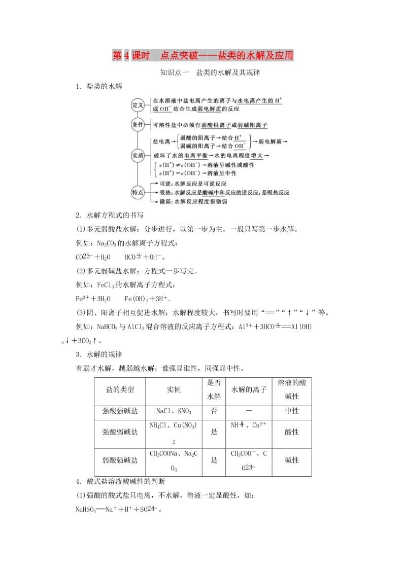 （新课改省份专版）2020高考化学一轮复习 7.4 点点突破 盐类的水解及应用学案（含解析）.doc_第1页