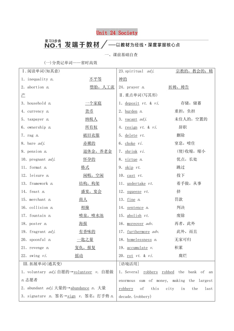 2020高考英语新创新一轮复习 选修8 Unit 24 Society学案（含解析）北师大版.doc_第1页