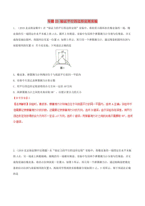 2019年高考物理 名校模擬試題分項解析40熱點 專題23 驗證平行四邊形定則實驗.doc