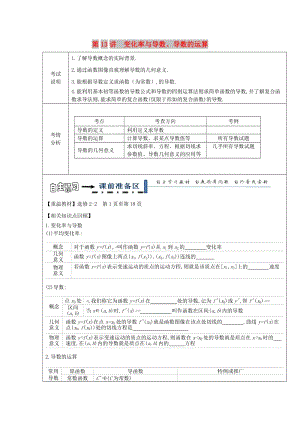 黑龍江省齊齊哈爾市2018屆高考數(shù)學(xué)一輪復(fù)習(xí) 第13講 導(dǎo)數(shù)與導(dǎo)數(shù)運算課學(xué)案理.doc