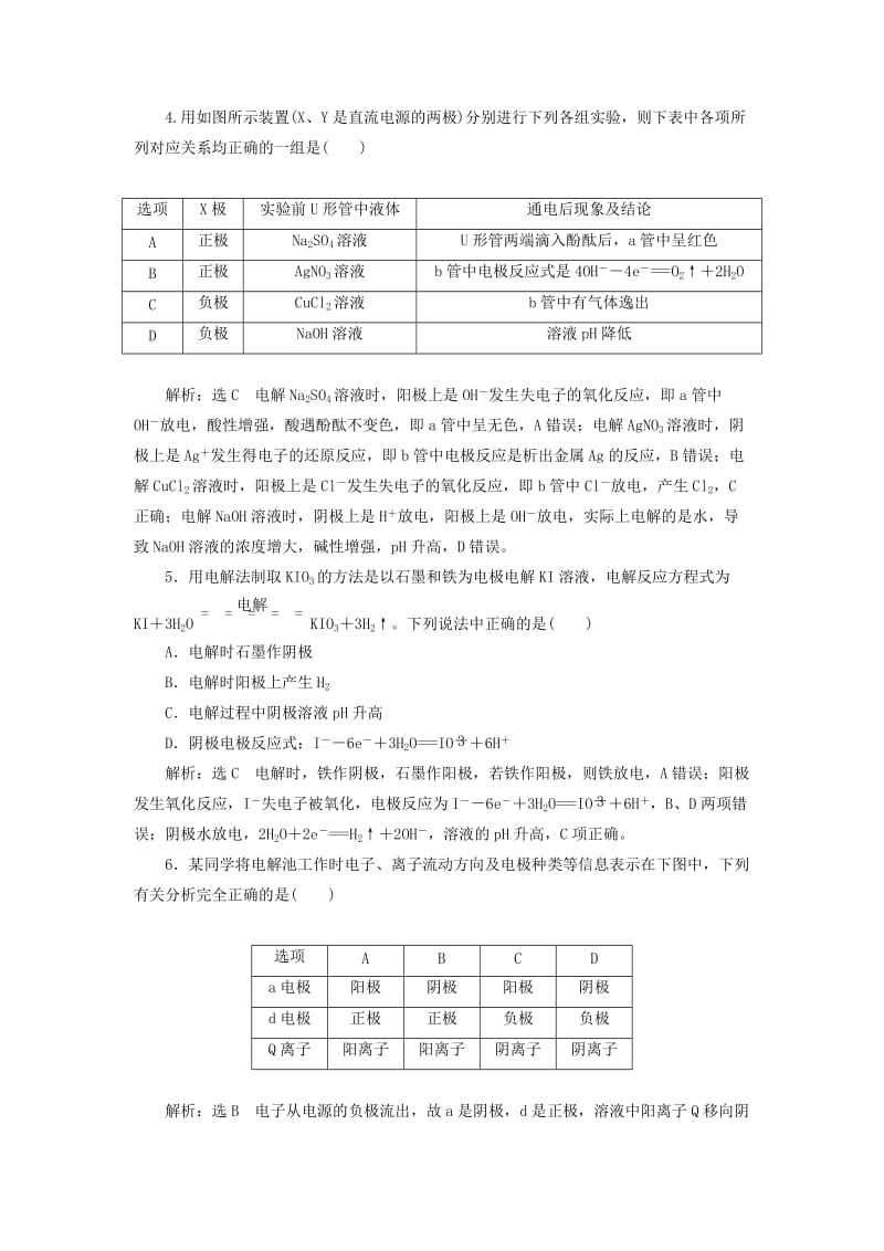 （通用版）2020高考化学一轮复习 跟踪检测（三十六）化学能与电能（3）电解原理及应用（过基础）（含解析）.doc_第2页