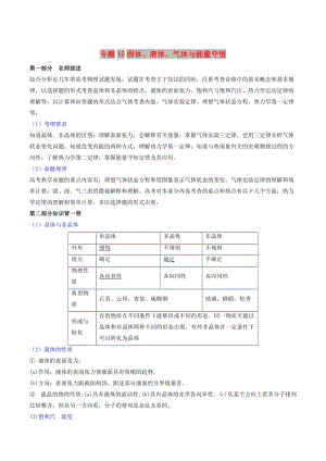 2019年高考物理備考 藝體生百日突圍系列 專題15 固體、液體、氣體與能量守恒（含解析）.docx