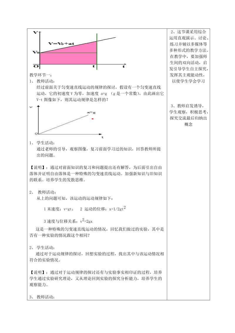 广东省揭阳市高中物理 第二章 匀变速直线运动的研究 2.5 自由落体运动第一课时教案 新人教版必修1.doc_第2页