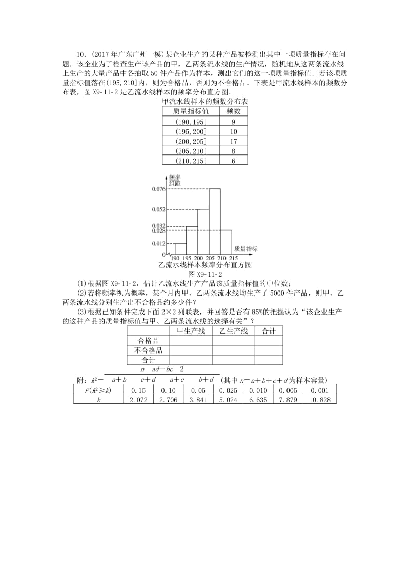 2019版高考数学一轮复习 第九章 概率与统计 第11讲 回归分析与独立性检验课时作业 理.doc_第3页