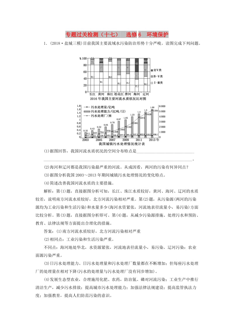 江苏专用2019版高考地理二轮复习专题过关检测十七选修6 环境保护含解析.doc_第1页