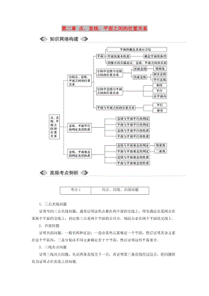 2019高中數(shù)學(xué) 第二章 點(diǎn)、直線、平面之間的位置關(guān)系章末小結(jié)與測(cè)評(píng)講義（含解析）新人教A版必修2.doc