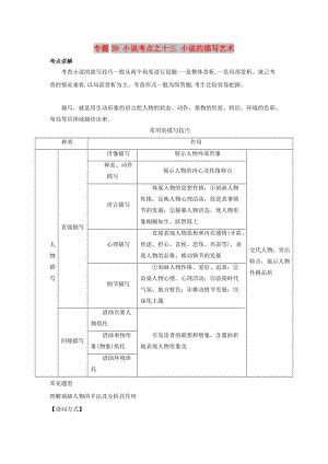 2019年高三語(yǔ)文一輪復(fù)習(xí) 知識(shí)點(diǎn)講解閱讀預(yù)熱試題 專題39 小說(shuō)考點(diǎn)之十三 小說(shuō)的描寫藝術(shù)（含解析）新人教版.doc