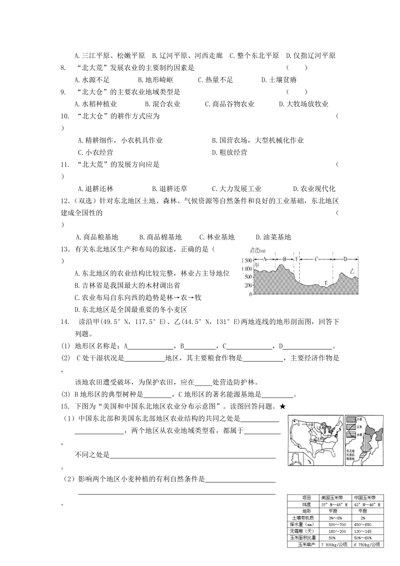 江苏省东台市高中地理 第四单元 区域综合开发与可持续发展 4.2.2 农业与区域可持续发展（第2课时）导学案鲁教版必修3.doc_第3页