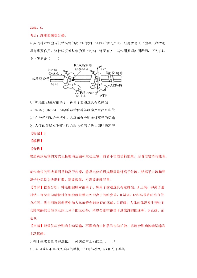 内蒙古自治区鄂尔多斯市2019届高三生物上学期一模考试试卷（含解析）.doc_第3页