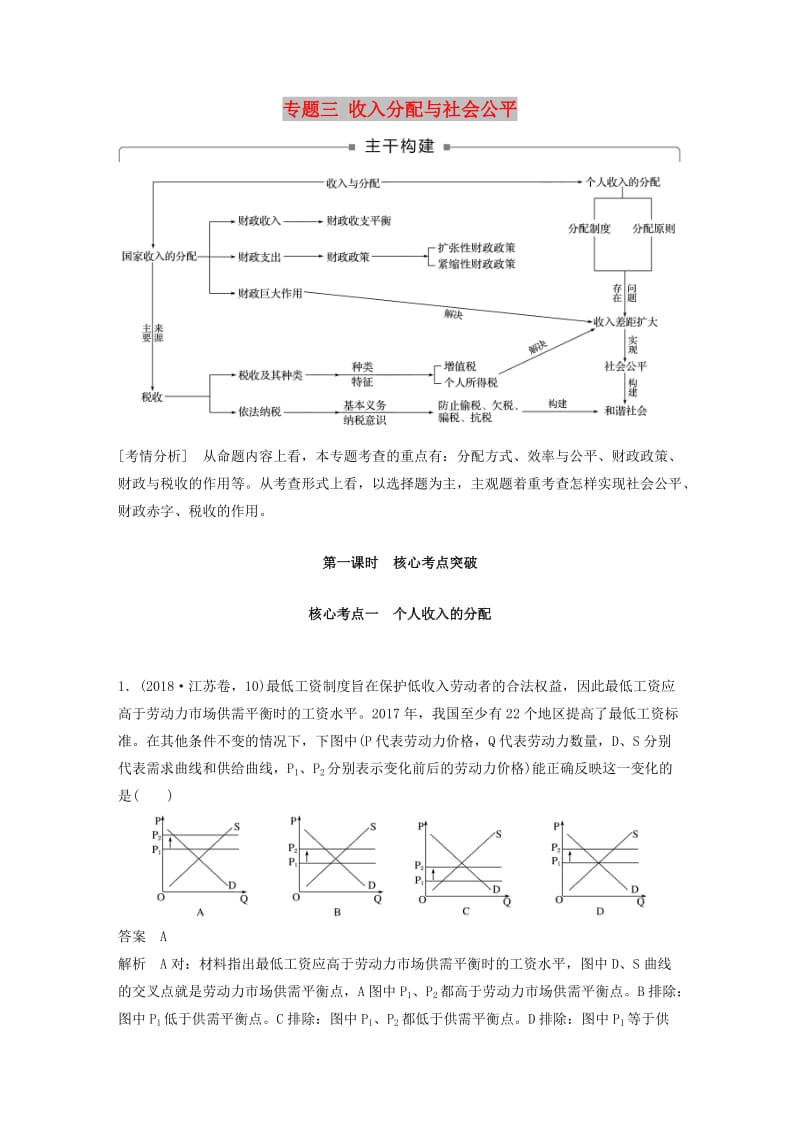 （江苏版）2019高考政治二轮复习 第1部分 专题突破 专题三 收入分配与社会公平（第1课时）核心考点突破讲义.doc_第1页