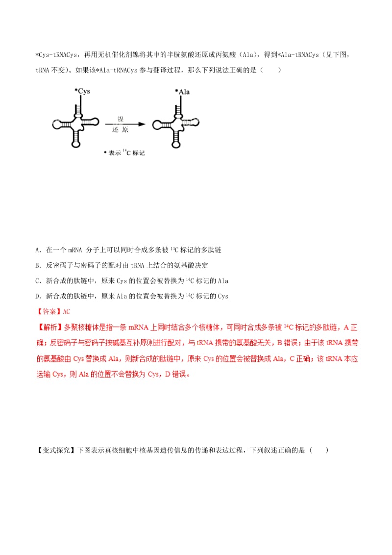 2019年高考生物热点题型和提分秘籍 专题20 基因的表达教学案.doc_第2页