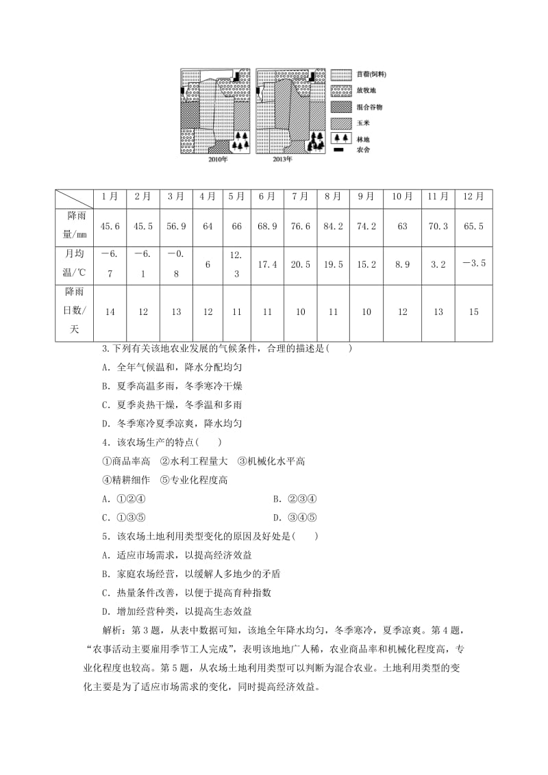 2019版高考地理一轮复习 第二部分 人文地理 第七单元 产业活动与地理环境 第一讲 农业生产与地理环境跟踪检测 鲁教版.doc_第2页