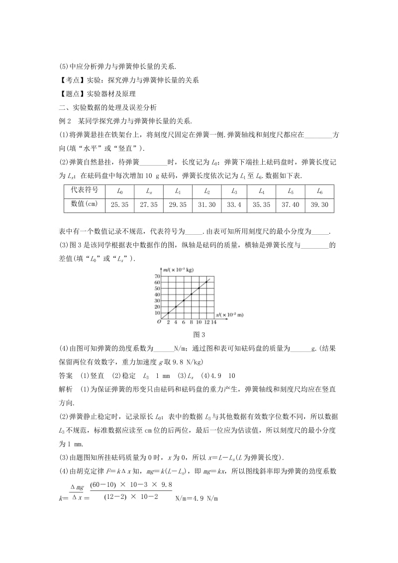 全国通用版2018-2019高中物理第三章相互作用实验：探究弹力与弹簧伸长量的关系学案新人教版必修1 .doc_第3页