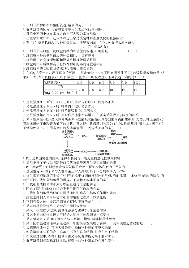 2019版高考生物大二轮复习 选择题保分练：单选3合1练5.doc_第2页