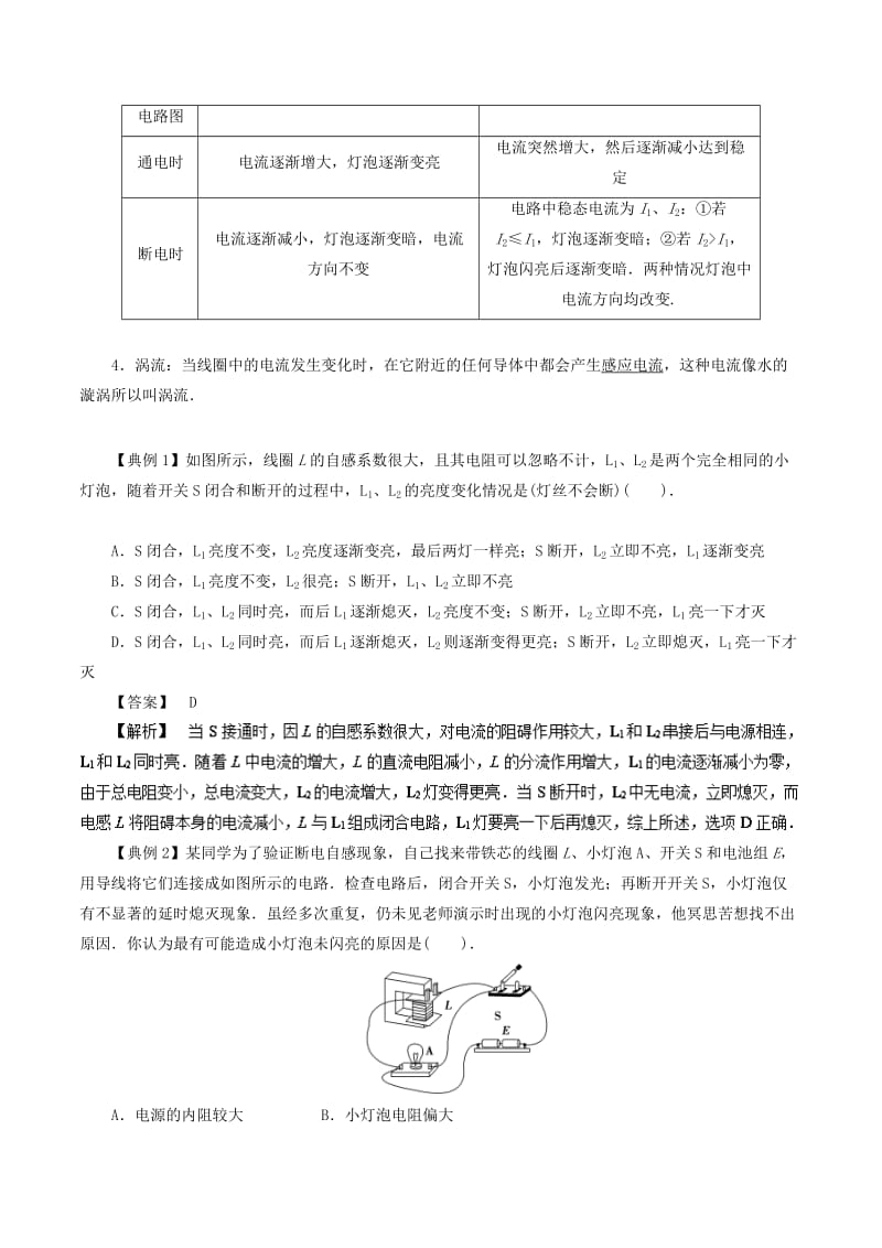 2019高考物理一轮复习 微专题系列之热点专题突破 专题57 通电自感和断电自感 涡流学案.doc_第2页