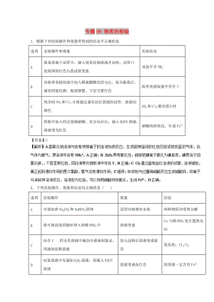 2019年高考化學(xué) 實(shí)驗(yàn)全突破 專題09 物質(zhì)的檢驗(yàn)練習(xí).doc