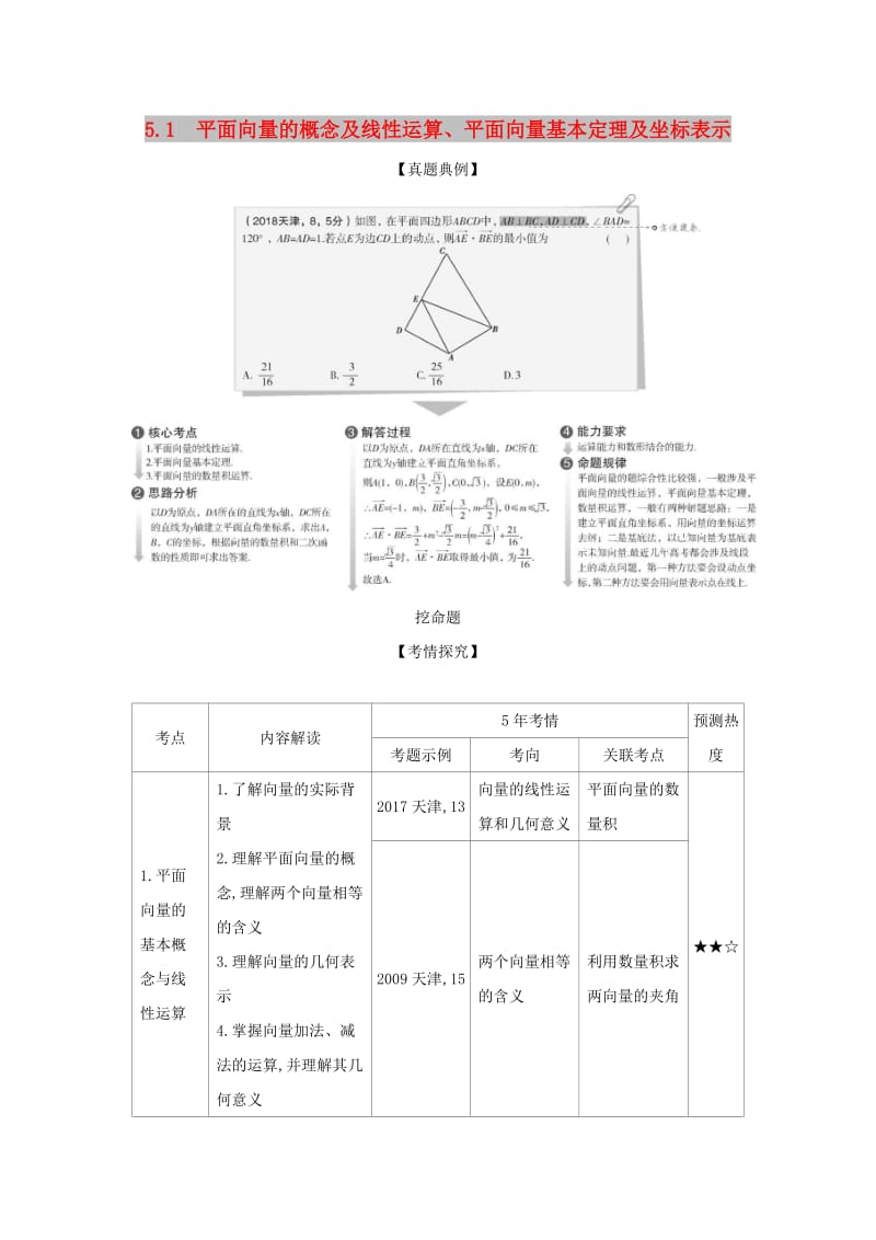 （天津专用）2020版高考数学大一轮复习 5.1 平面向量的概念及线性运算、平面向量基本定理及坐标表示精练.docx_第1页