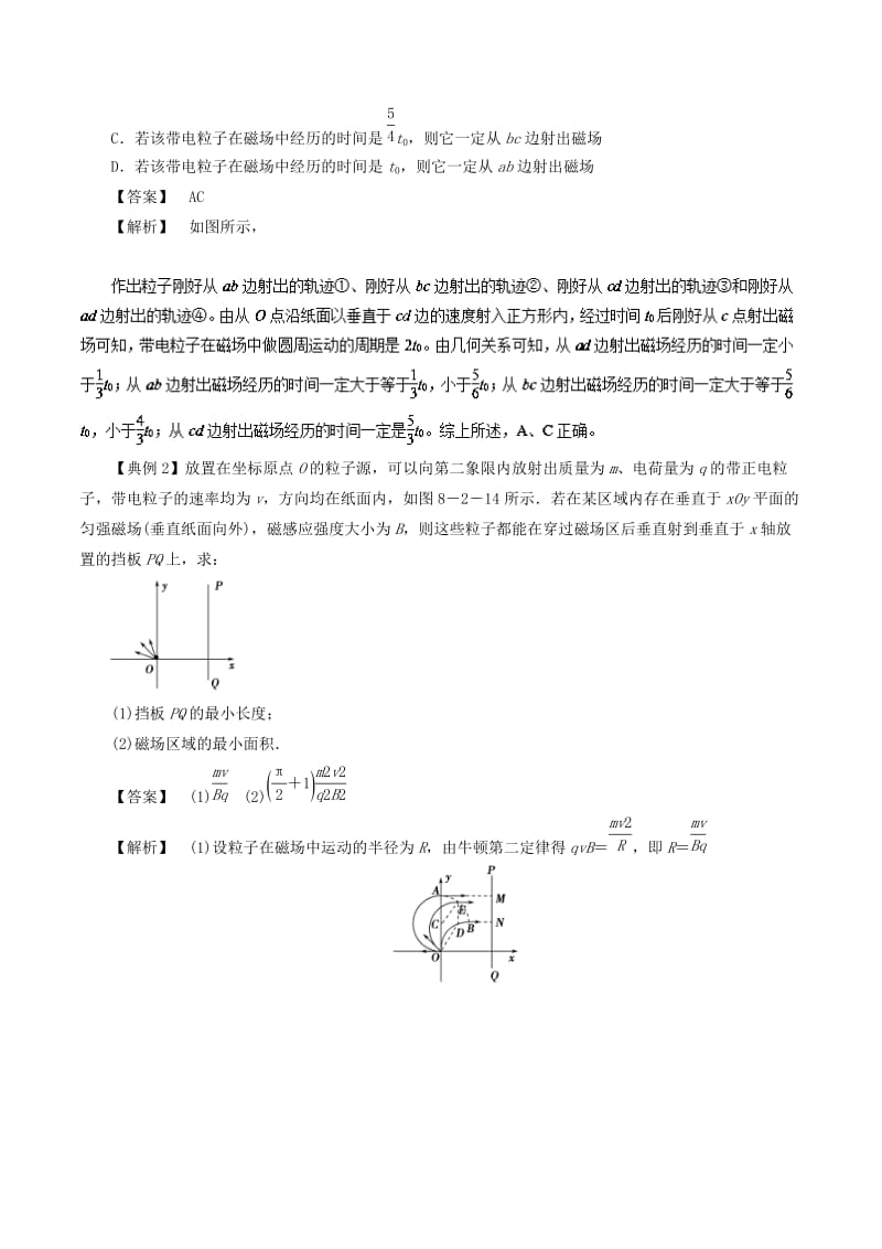 2019高考物理一轮复习 微专题系列之热点专题突破 专题50 带电粒子在匀强磁场中运动的临界极值问题学案.doc_第2页