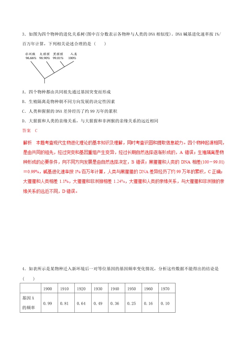 2019年高考生物热点题型和提分秘籍 专题25 现代生物进化理论题型专练.doc_第2页