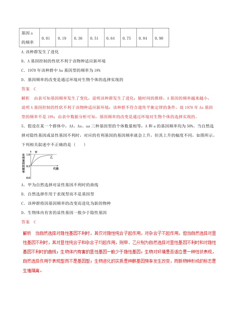 2019年高考生物热点题型和提分秘籍 专题25 现代生物进化理论题型专练.doc_第3页