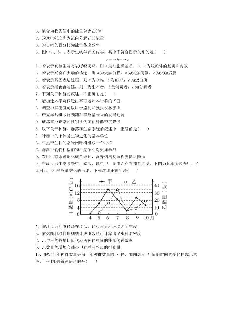 河北省涉县2018年高考生物三轮冲刺 考前15天课堂集训 生态与保护.doc_第2页