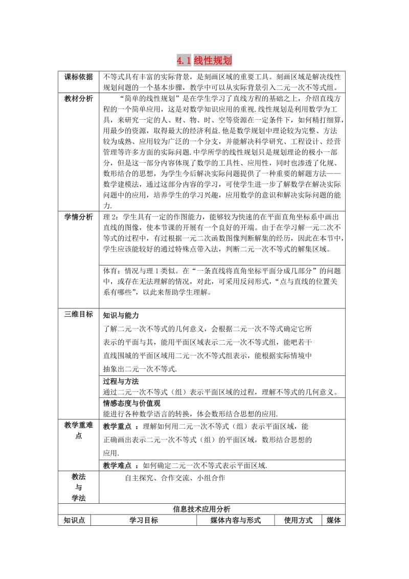 陕西省石泉县高中数学 第三章 不等式 3.4.1 二元一次不等式组与平面区域教案 北师大版必修5.doc_第1页