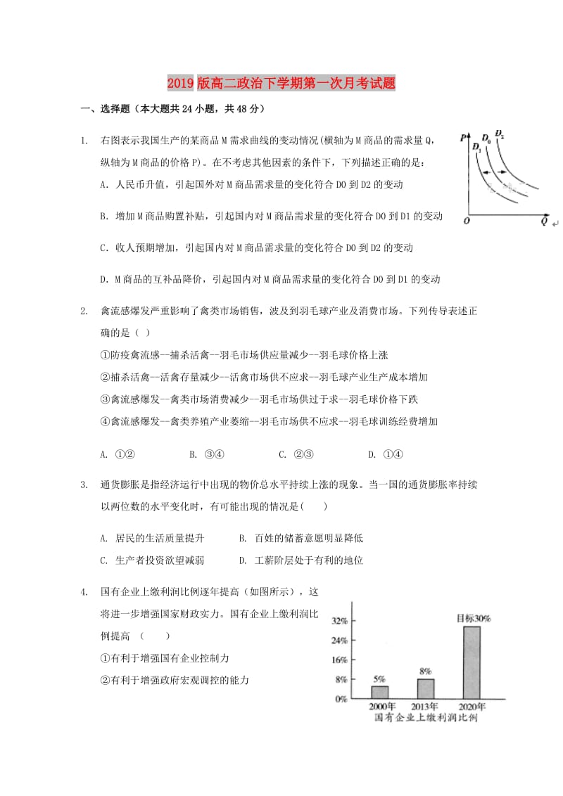 2019版高二政治下学期第一次月考试题.doc_第1页