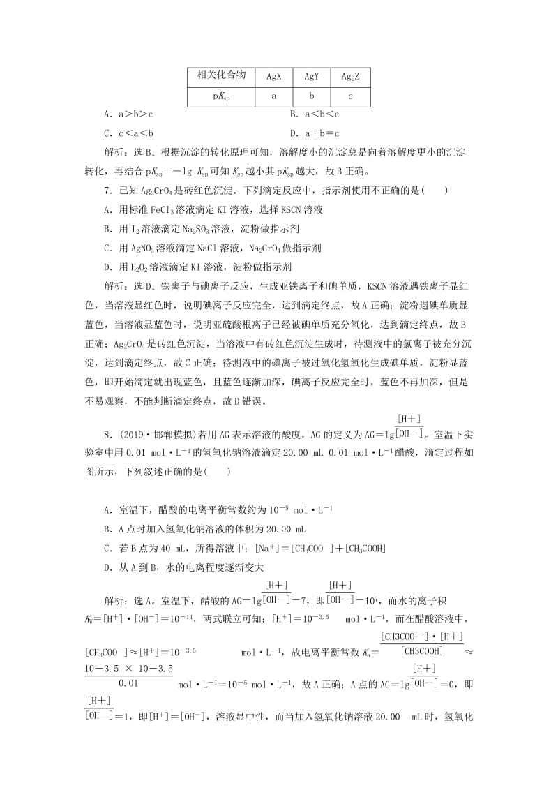 2020版高考化学大一轮复习 第8章 物质在水溶液中的行为 11 章末综合检测（八）鲁科版.doc_第3页