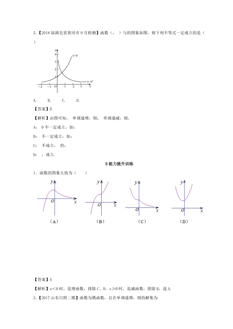 （浙江专版）2019年高考数学一轮复习 专题2.5 二次函数与幂函数（练）.doc_第2页