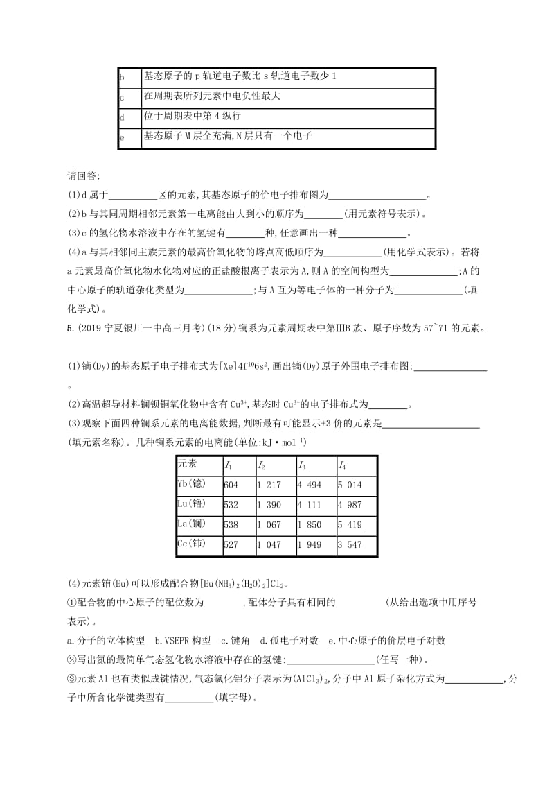 2020版高考化学复习 课时规范练36 微粒间作用力与分子空间结构 苏教版.doc_第3页