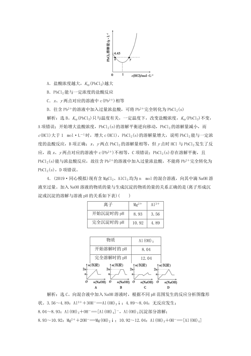 2020版高考化学大一轮复习 第8章 物质在水溶液中的行为 8 第4节 沉淀溶解平衡检测 鲁科版.doc_第2页