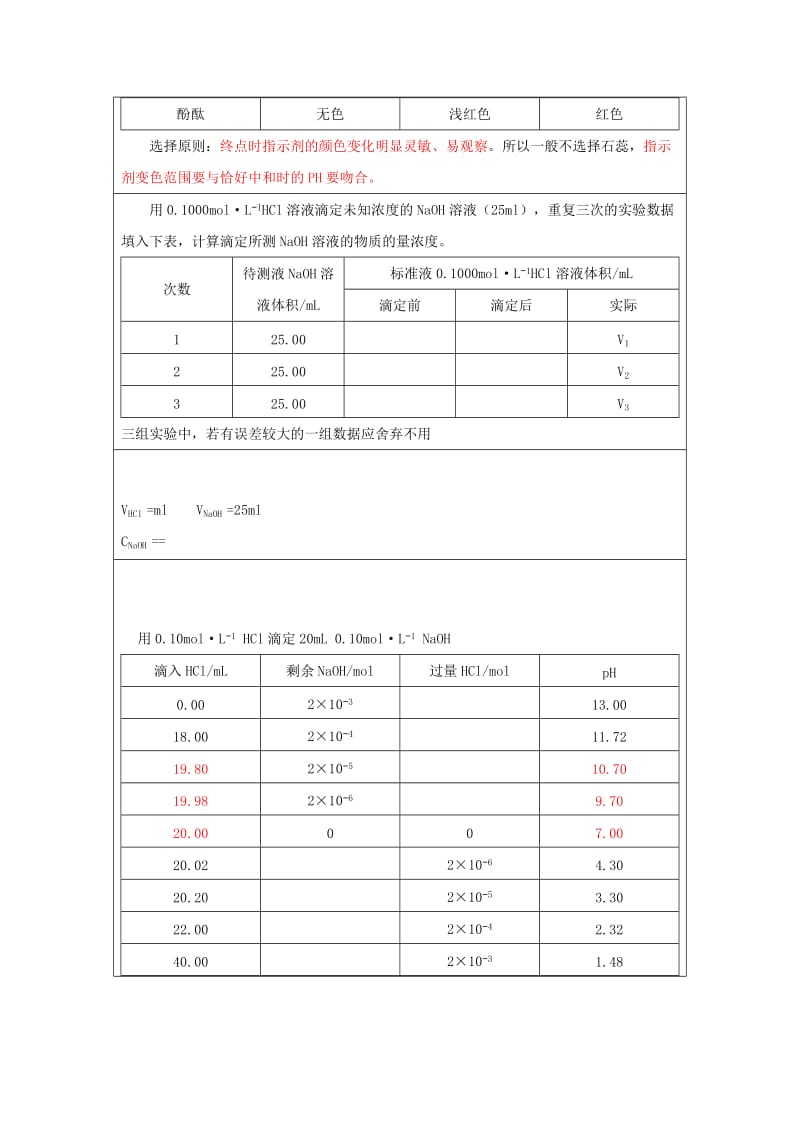 2019高二化学 实验2 酸碱中和滴定学案.docx_第3页