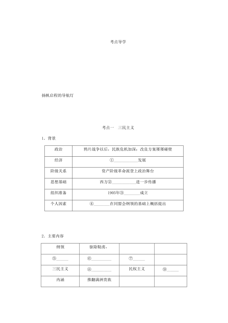 江苏专版2019年高考历史总复习第二十一单元20世纪以来中国重大思想理论成果第41讲三民主义教程讲义.doc_第2页