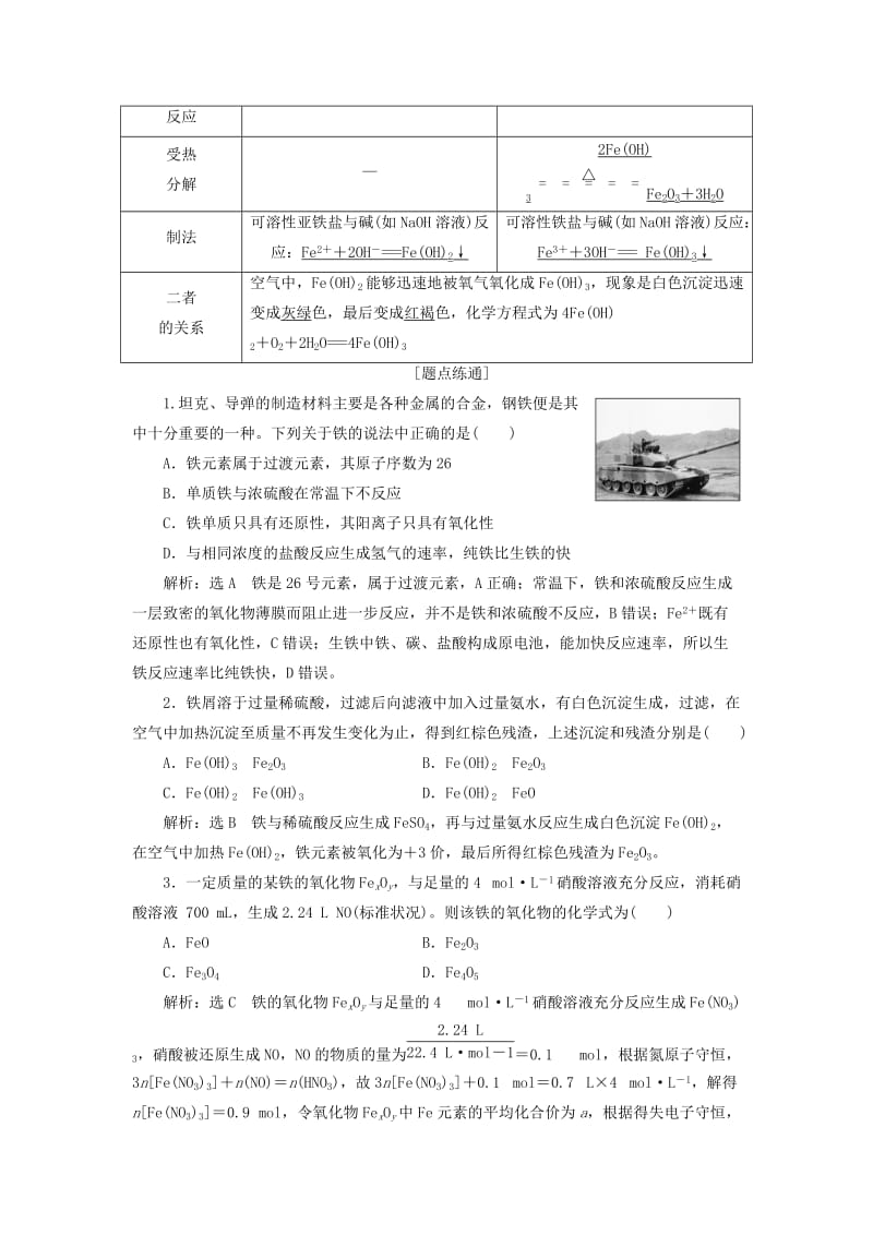 （通用版）2020版高考化学一轮复习 第三章 第三节 铁、铜及其化合物学案（含解析）.doc_第3页