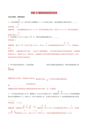 沖刺2019高考數學二輪復習 核心考點特色突破 專題17 圓錐曲線的綜合應用（含解析）.doc