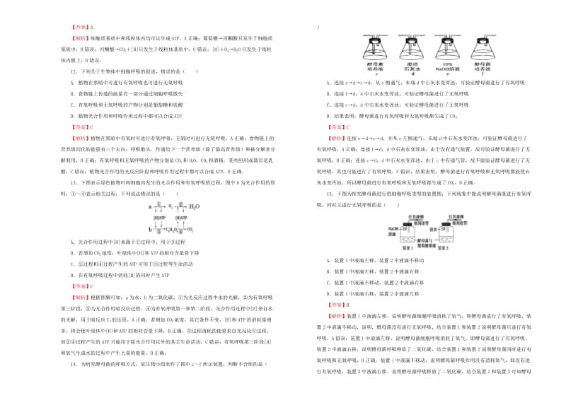 2019年高考生物一轮复习 第三单元 细胞的能量供应和利用单元B卷.doc_第3页