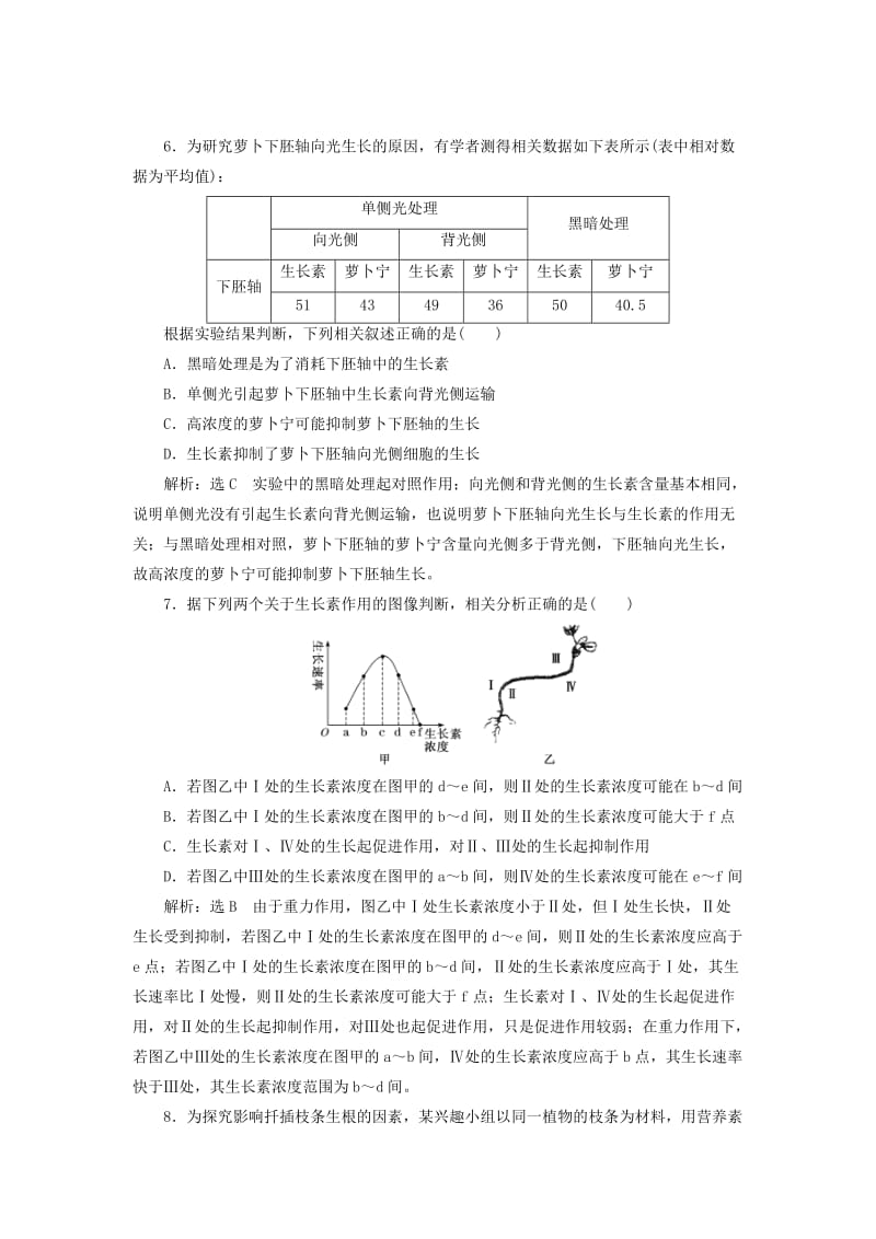 （江苏专版）2019版高考生物二轮复习 专题四 调节 主攻点之（三）植物的激素调节练习（含解析）.doc_第3页