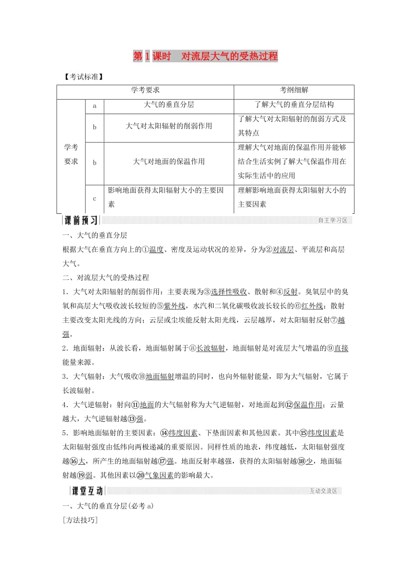 浙江专版2018-2019版高中地理第二章自然环境中的物质运动和能量交换2.3.1对流层大气的受热过程学案湘教版必修1 .doc_第1页