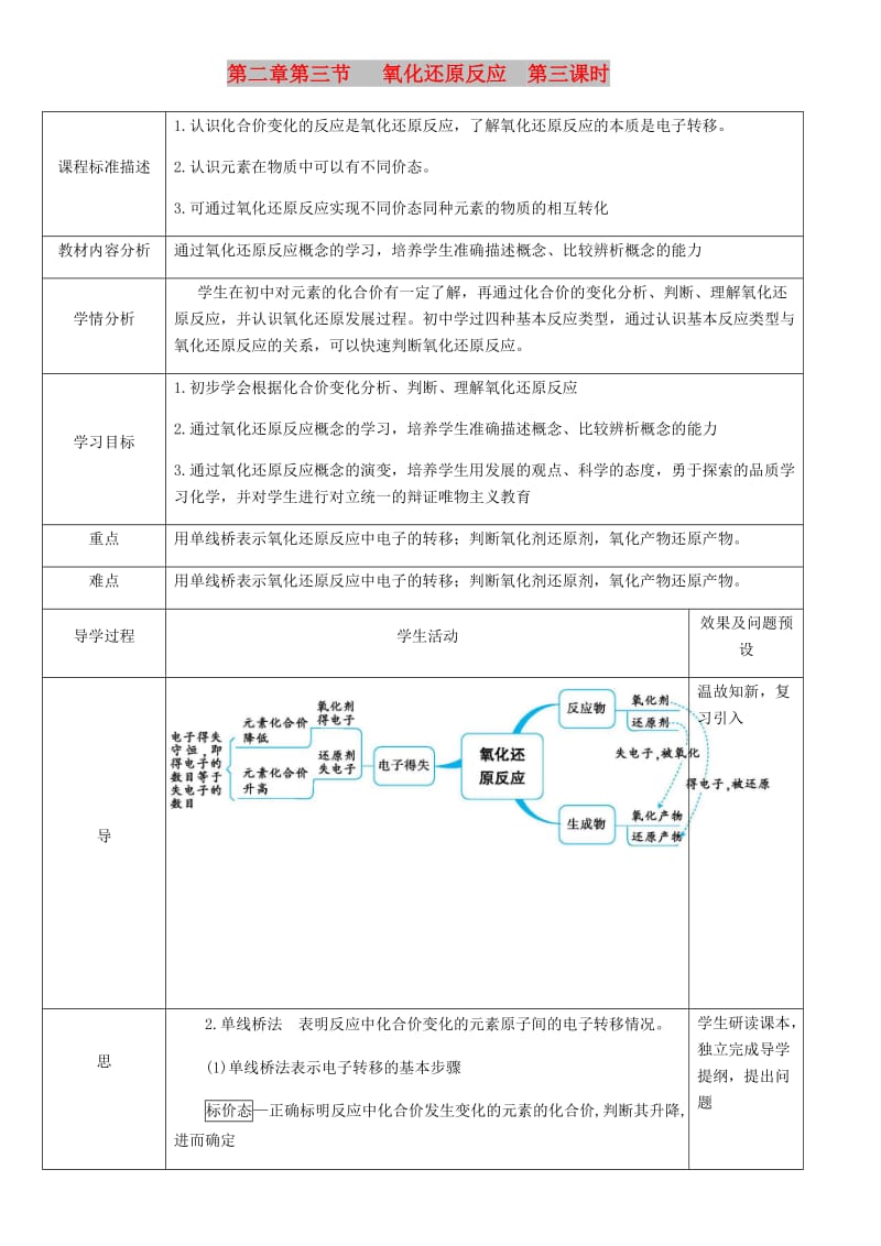 湖北省武汉市高中化学 第二章 化学物质及其变化 2.3.3 氧化还原反应 第3课时教案 新人教版必修1.doc_第1页