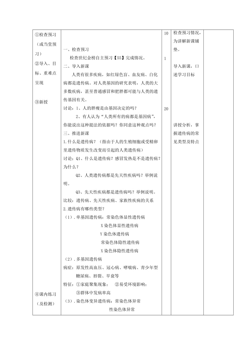 江西省万载县高中生物 第五章 基因突变及其他变异 5.3 人类遗传病教案 新人教版必修2.doc_第2页