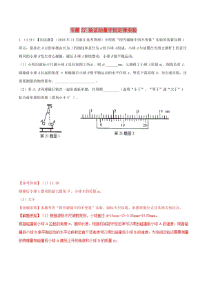 2019年高考物理 名校模擬試題分項解析40熱點 專題27 驗證動量守恒定律實驗.doc