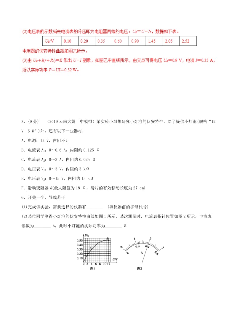 2019年高考物理 名校模拟试题分项解析40热点 专题29 描绘小电珠伏安特性曲线实验.doc_第2页