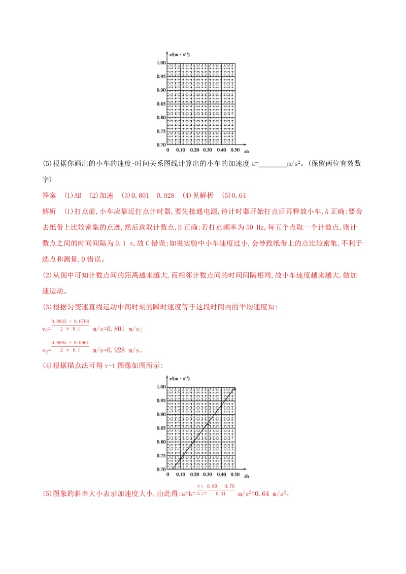 （浙江选考）2020版高考物理一轮复习 实验1 探究小车速度随时间变化的规律夯基提能作业本.docx_第3页