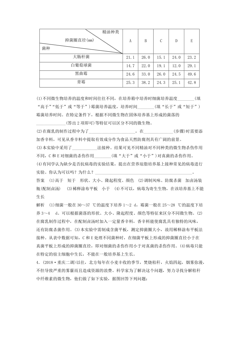 全国通用版2019高考生物二轮复习优编增分练：非选择题特训15微生物的利用及传统发酵等技术的应用.doc_第3页