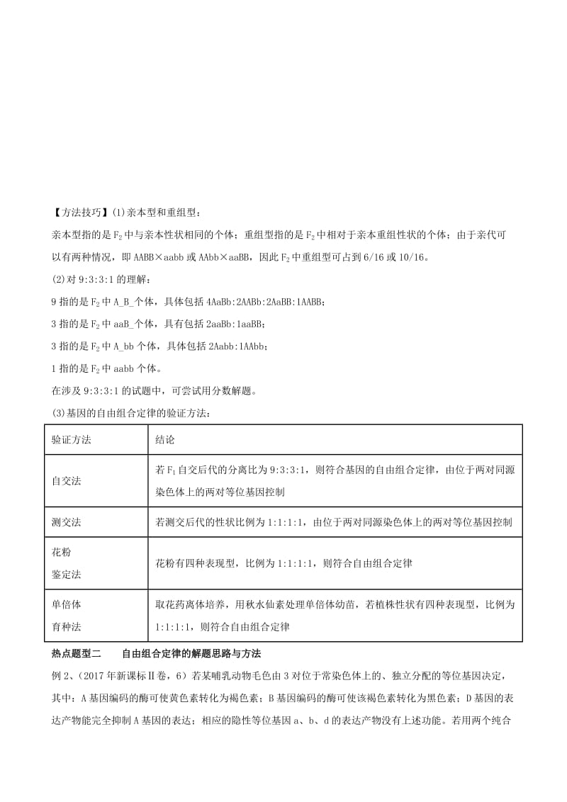 2019年高考生物热点题型和提分秘籍 专题16 孟德尔的豌豆杂交实验（二）教学案.doc_第3页