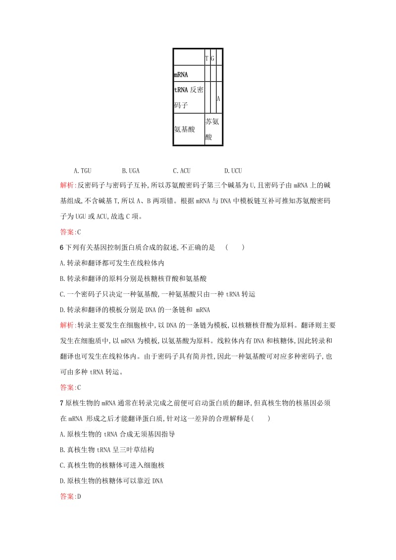 2019高中生物第4章基因的表达4.1基因指导蛋白质的合成练习新人教版必修1 .docx_第2页