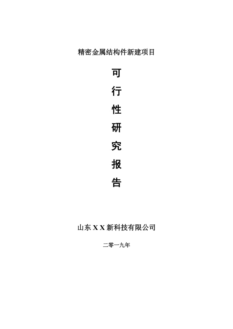 精密金属结构件新建项目可行性研究报告-可修改备案申请_第1页