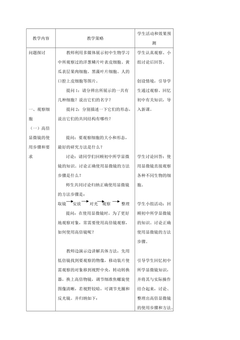 内蒙古开鲁县高中生物 第一章 走近细胞 1.2 细胞的多样性与统一性 第一课时教案 新人教版必修1.doc_第2页